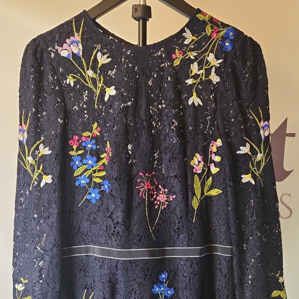 Karen Millen Navy Dress with Embroidery - Picture 2 of 9